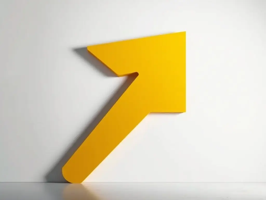 A minimalist design featuring a single, bold graphic element that represents innovation and forward-thinking, set against a clean, white background.